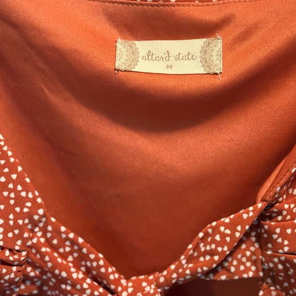 NWOT Altar'd State Medium Rust Tie Front Blouse - Picture 5 of 6